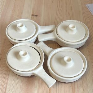 Vintage Laurentian Pottery French Onion Soup lidded bowls set of 4